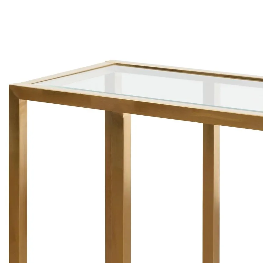 1.6m Glass Console Table - Brushed Gold