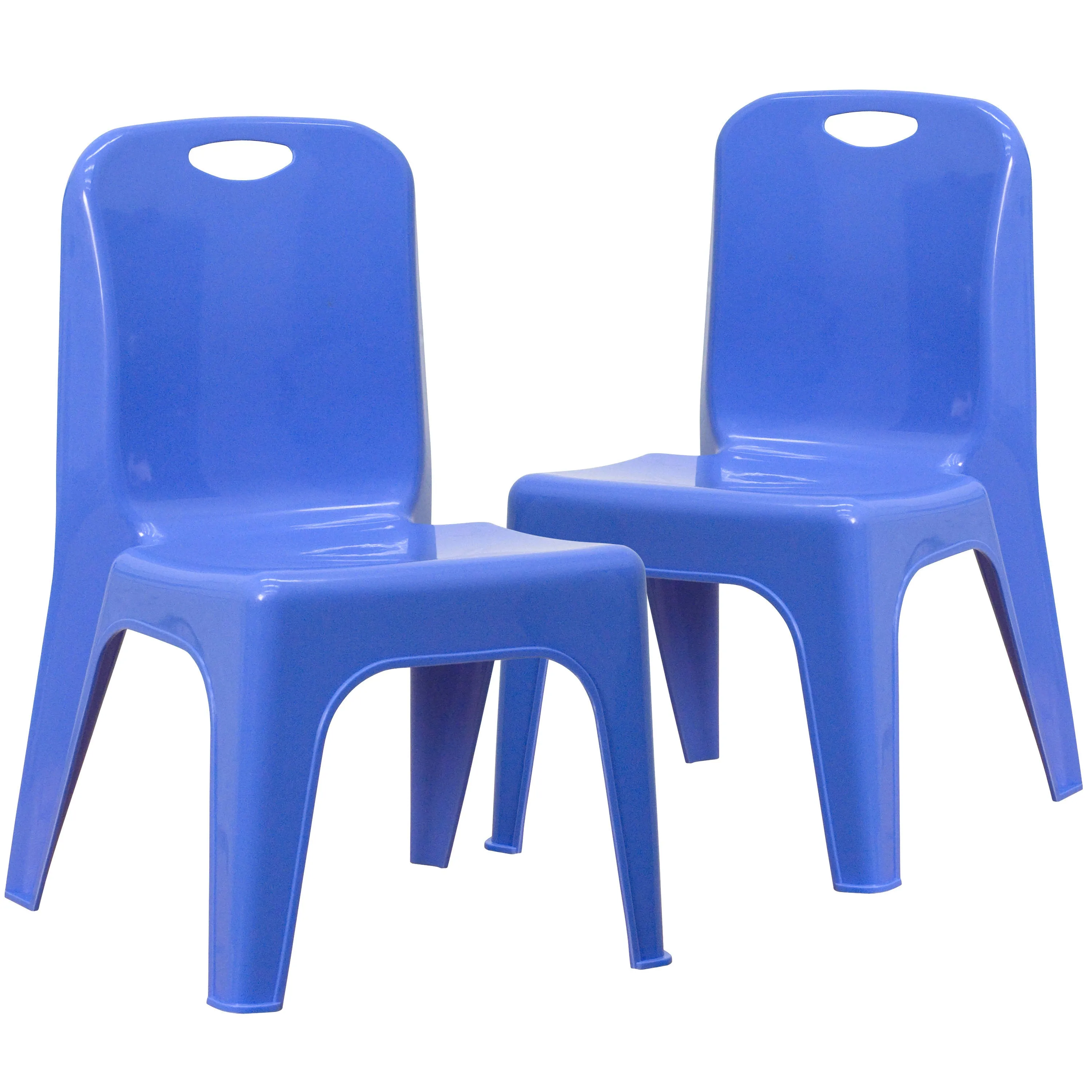 2 Pack Plastic Stackable School Chair with Carrying Handle and 11" Seat Height