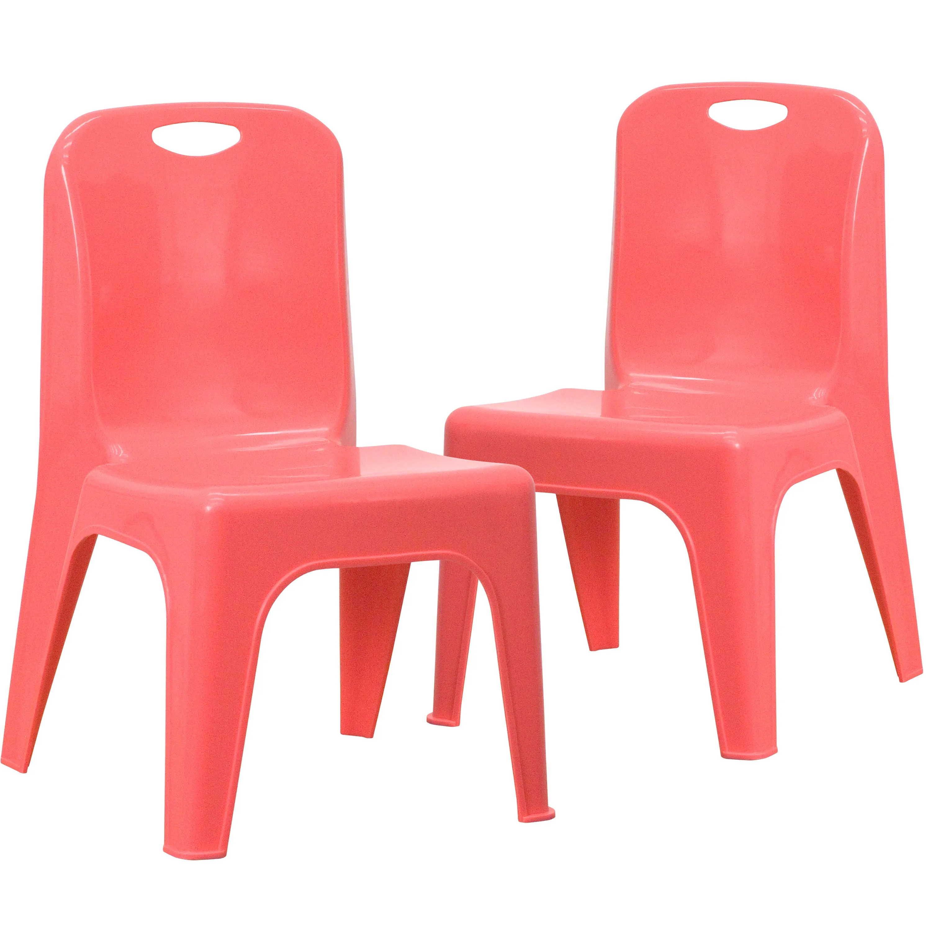 2 Pack Plastic Stackable School Chair with Carrying Handle and 11" Seat Height