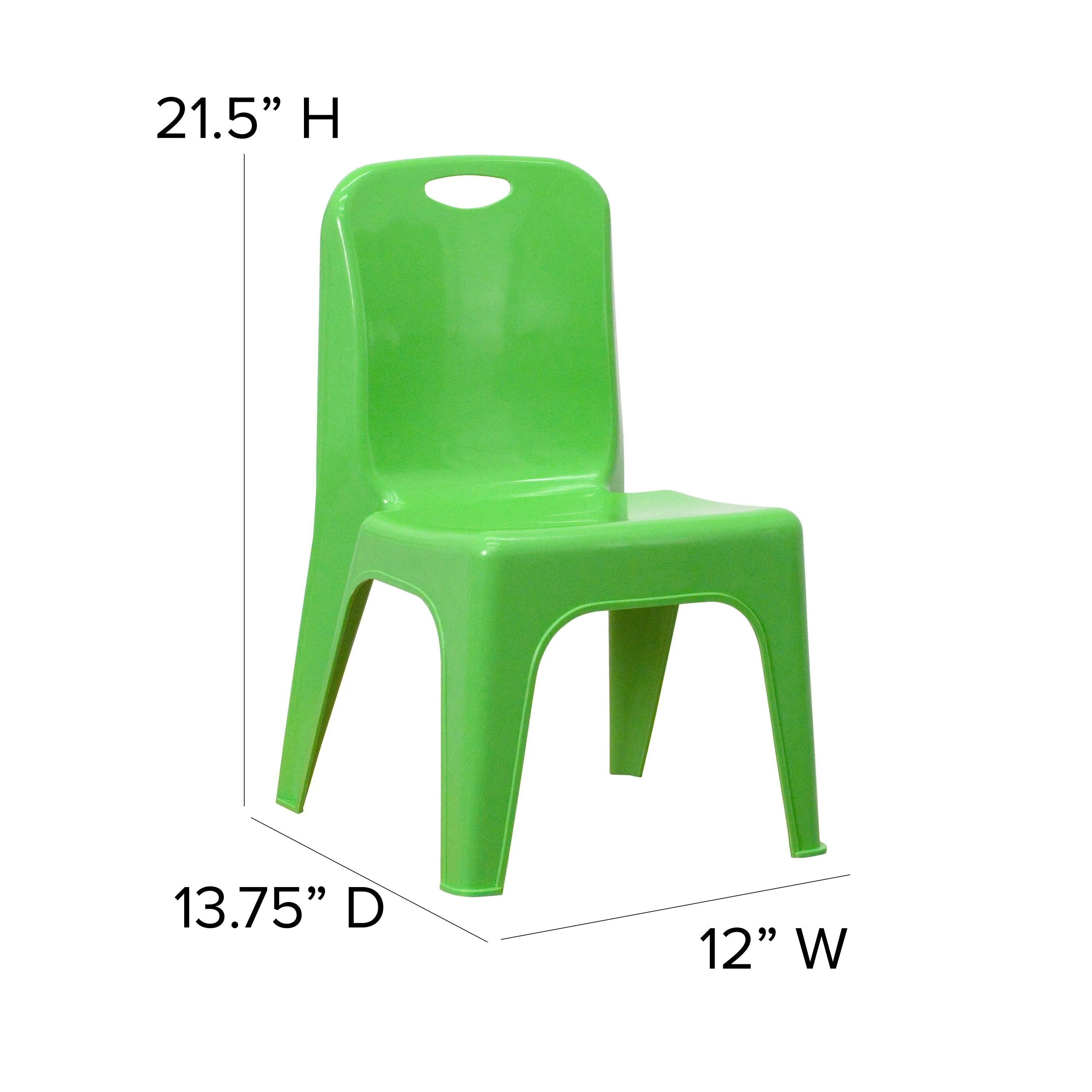 2 Pack Plastic Stackable School Chair with Carrying Handle and 11" Seat Height