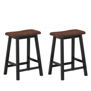 24" Height Set of 2 Home Kitchen Dining Room Bar Stools-Coffee