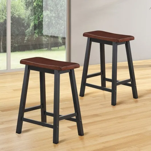 24" Height Set of 2 Home Kitchen Dining Room Bar Stools-Coffee