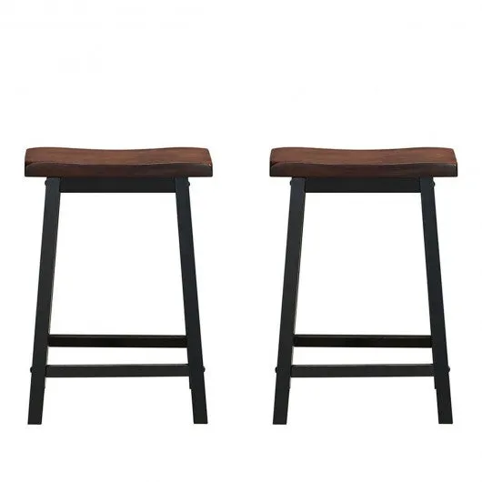 24" Height Set of 2 Home Kitchen Dining Room Bar Stools-Coffee