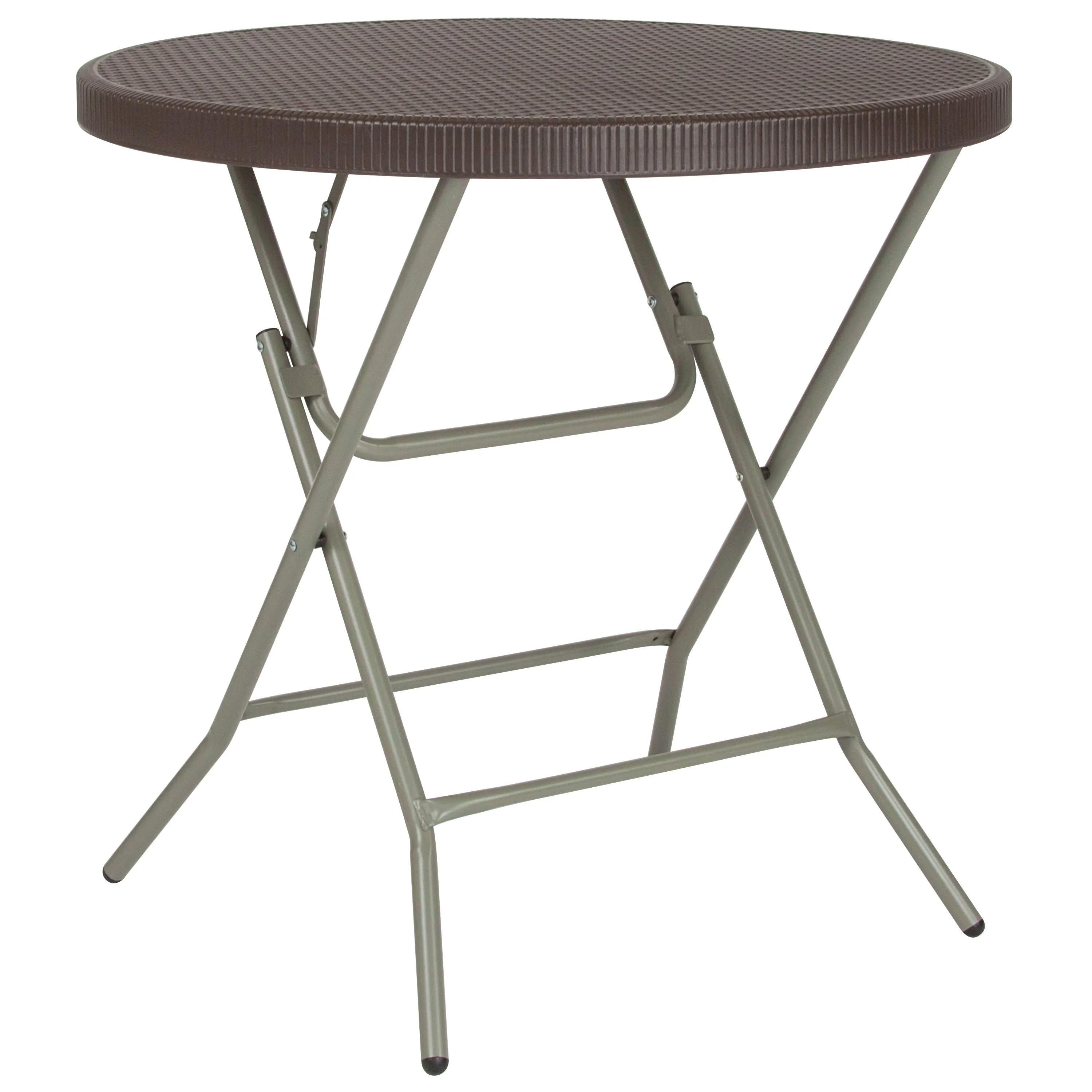 2.6-Foot Round Rattan Plastic Folding Table