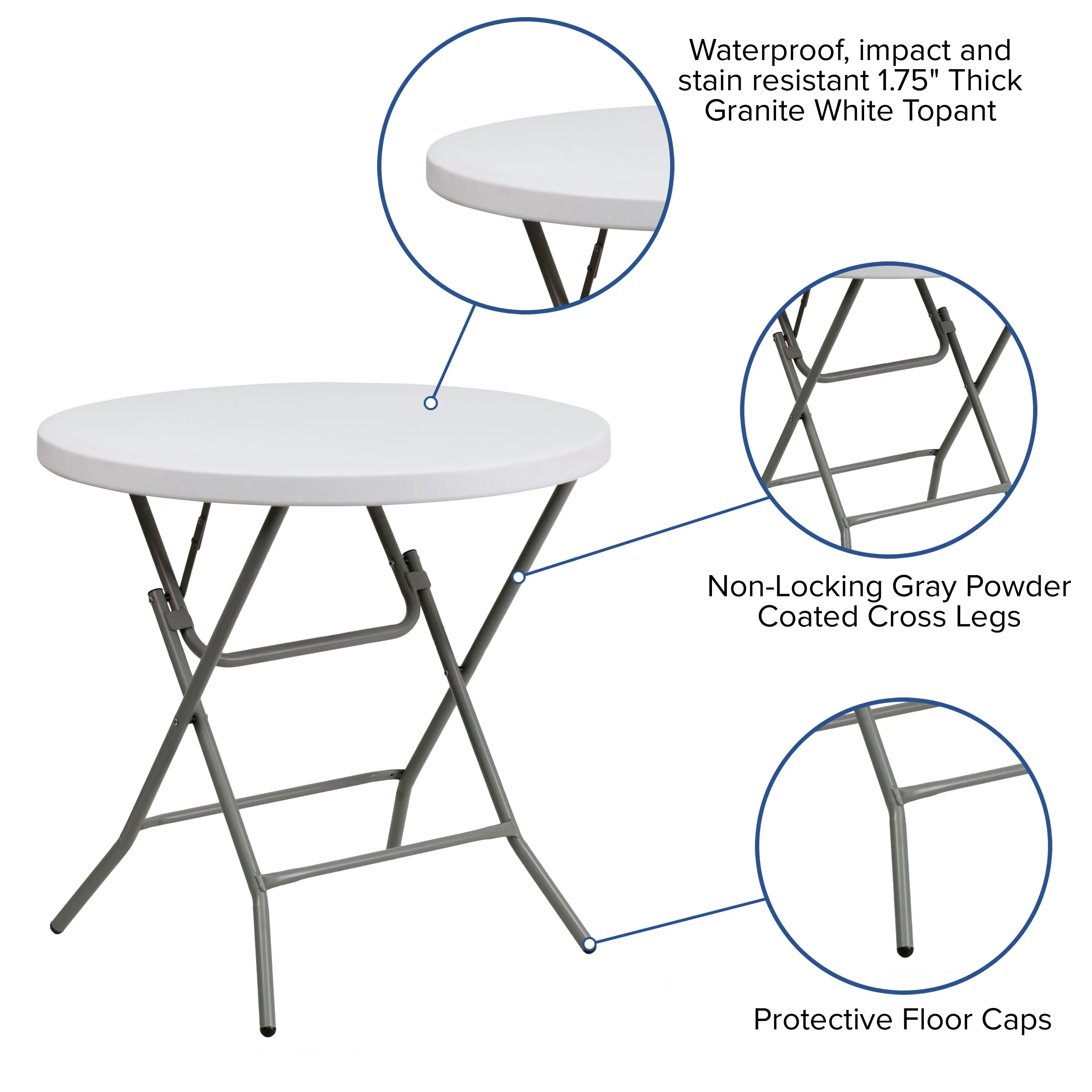 2.63-Foot Round Plastic Folding Table