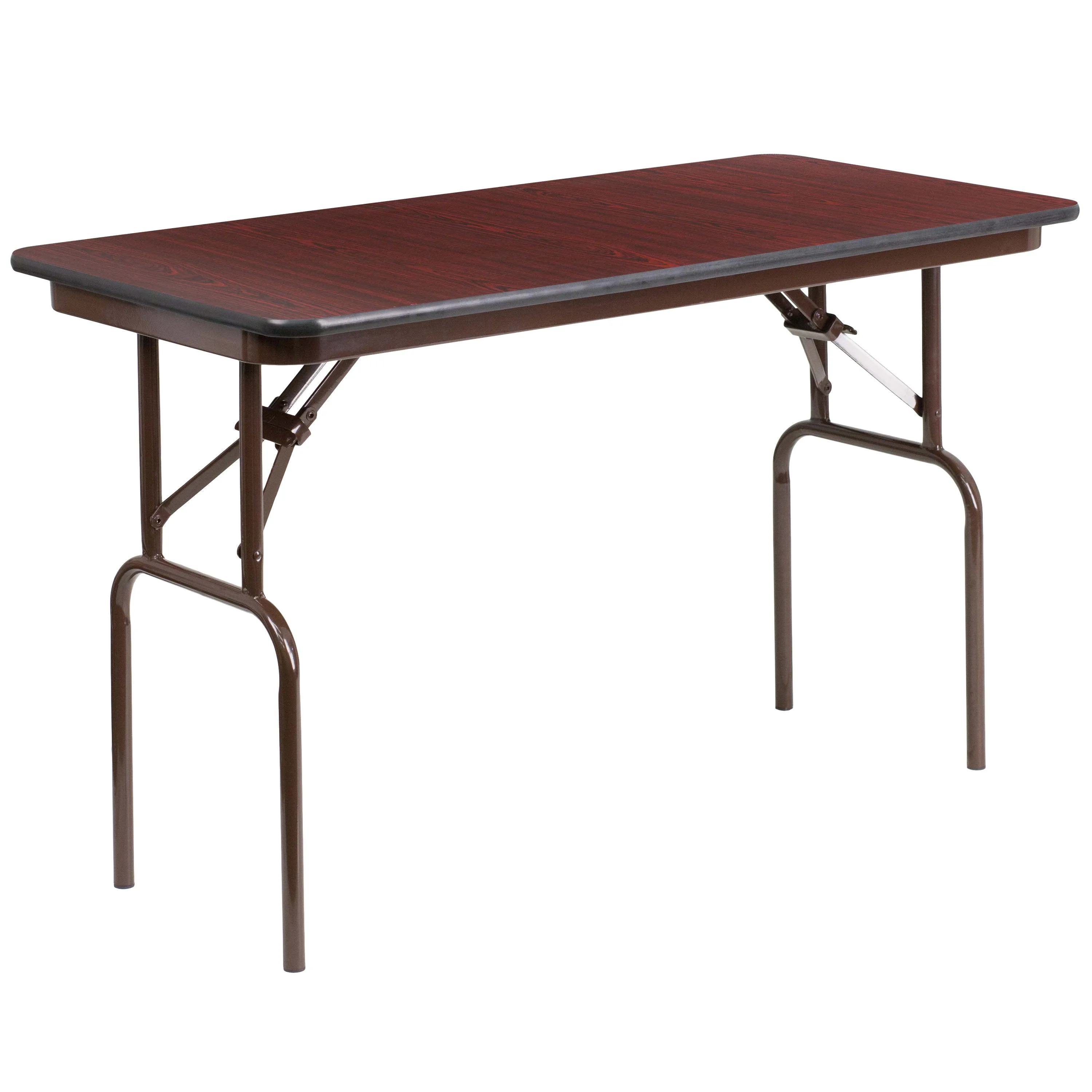 4-Foot Mahogany Melamine Laminate Folding Banquet Table