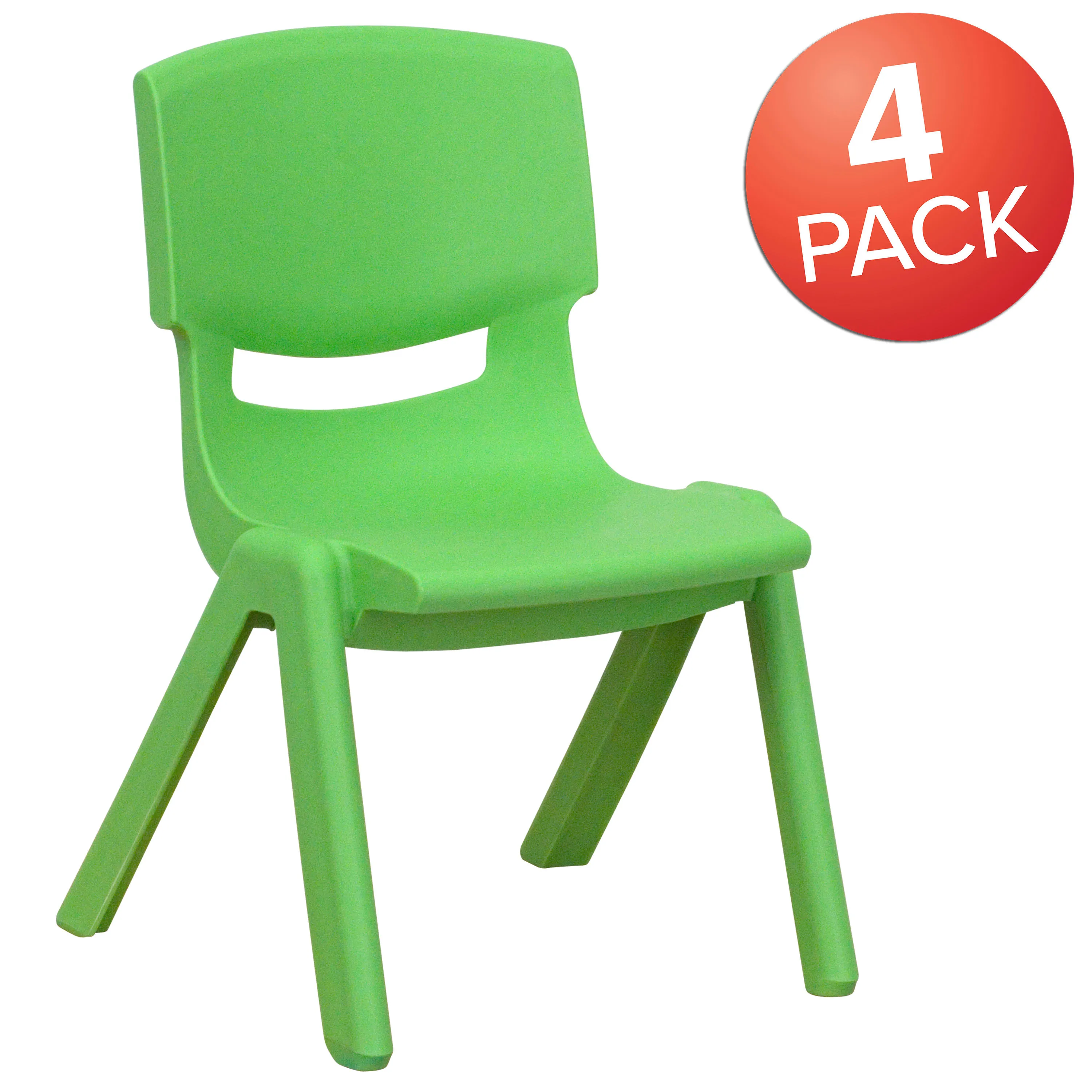 4 Pack Plastic Stackable School Chairs with 10.5" Seat Height