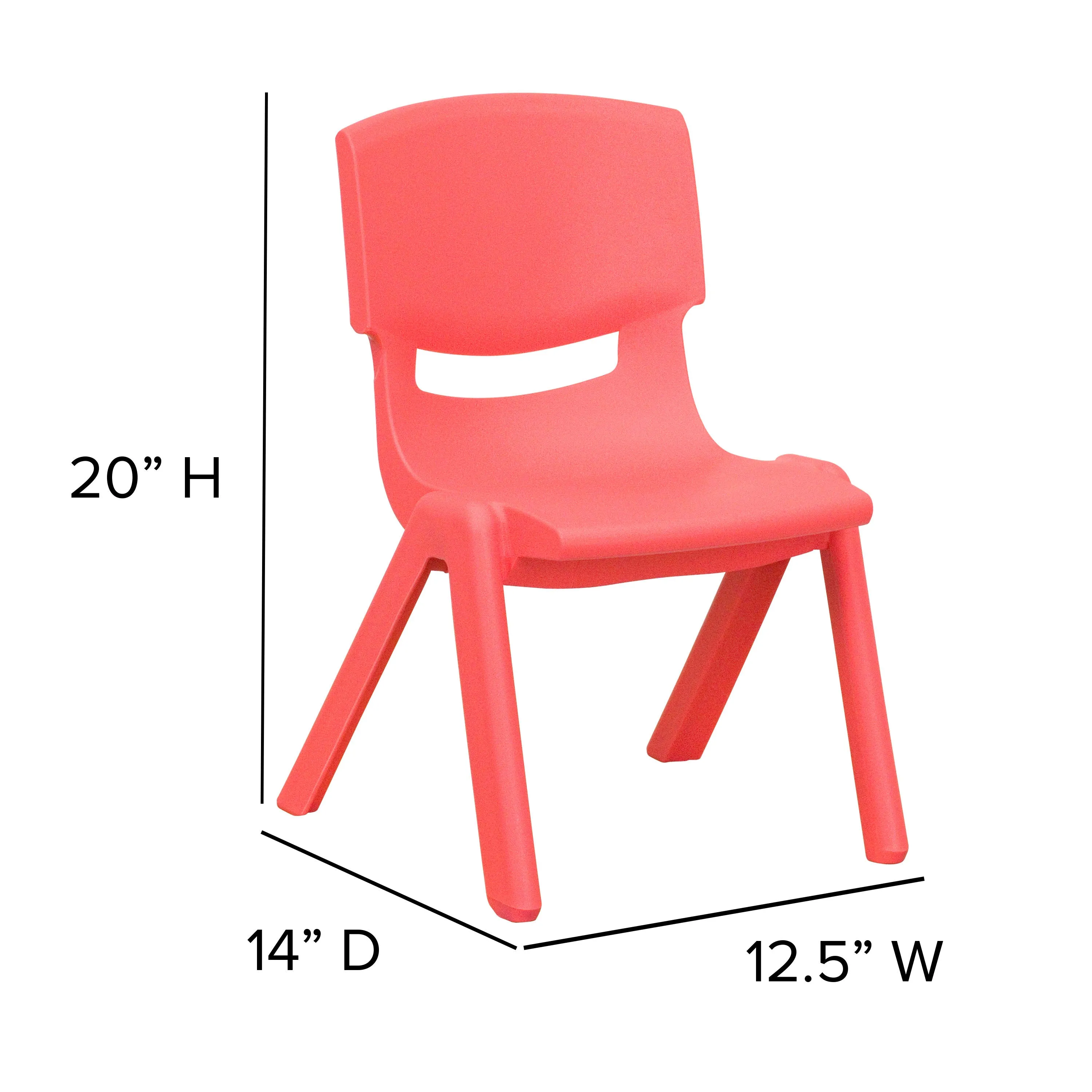 4 Pack Plastic Stackable School Chairs with 10.5" Seat Height