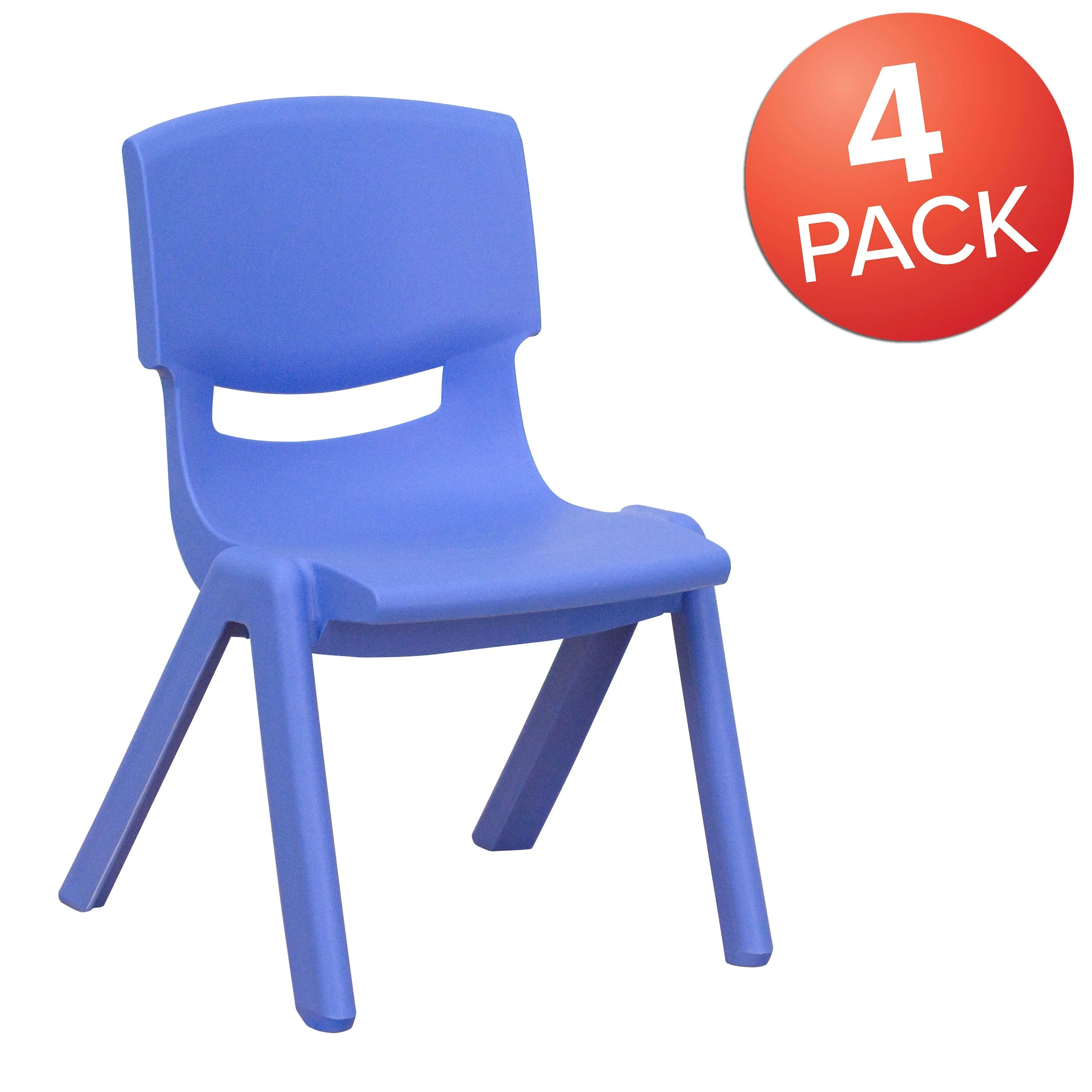 4 Pack Plastic Stackable School Chairs with 10.5" Seat Height