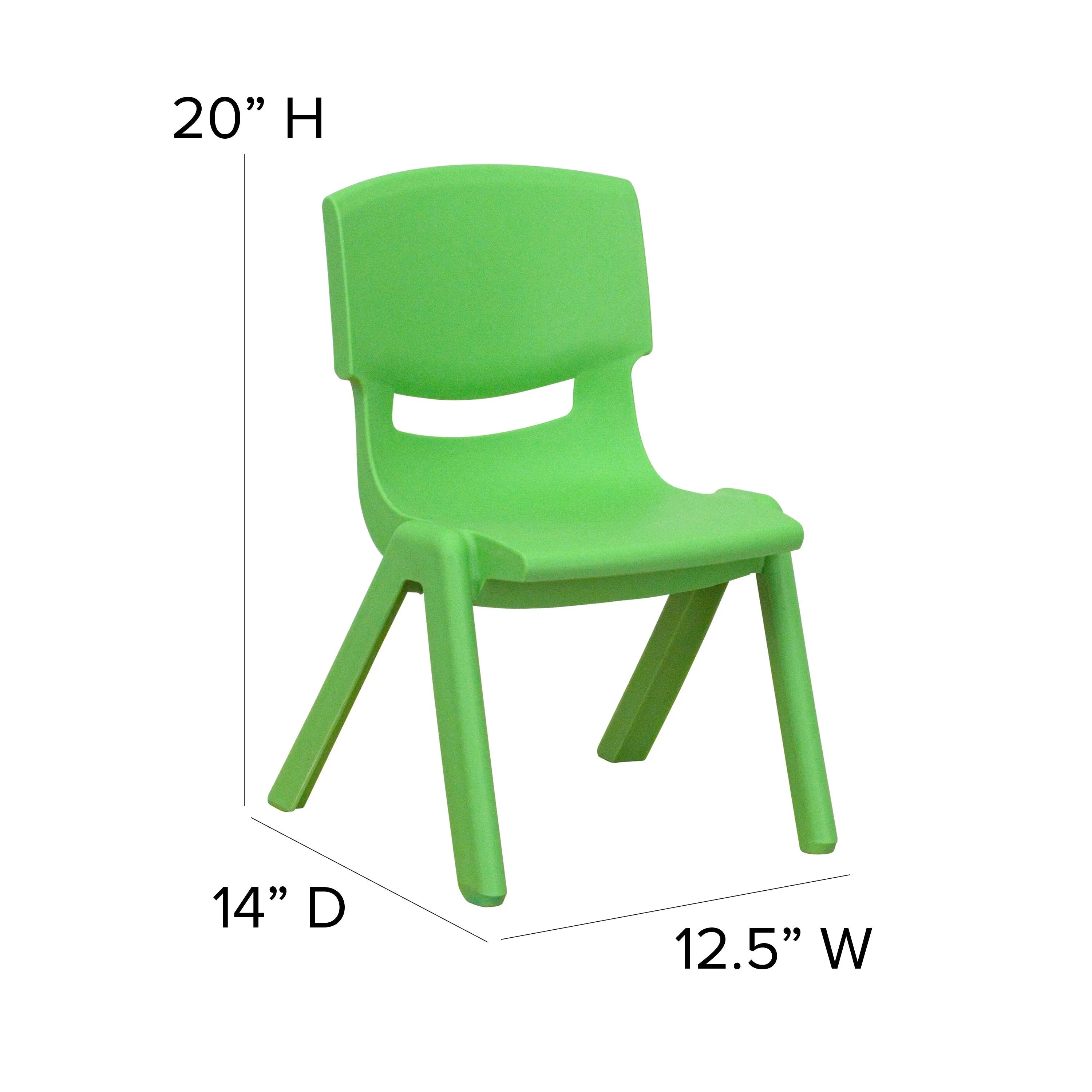 4 Pack Plastic Stackable School Chairs with 10.5" Seat Height