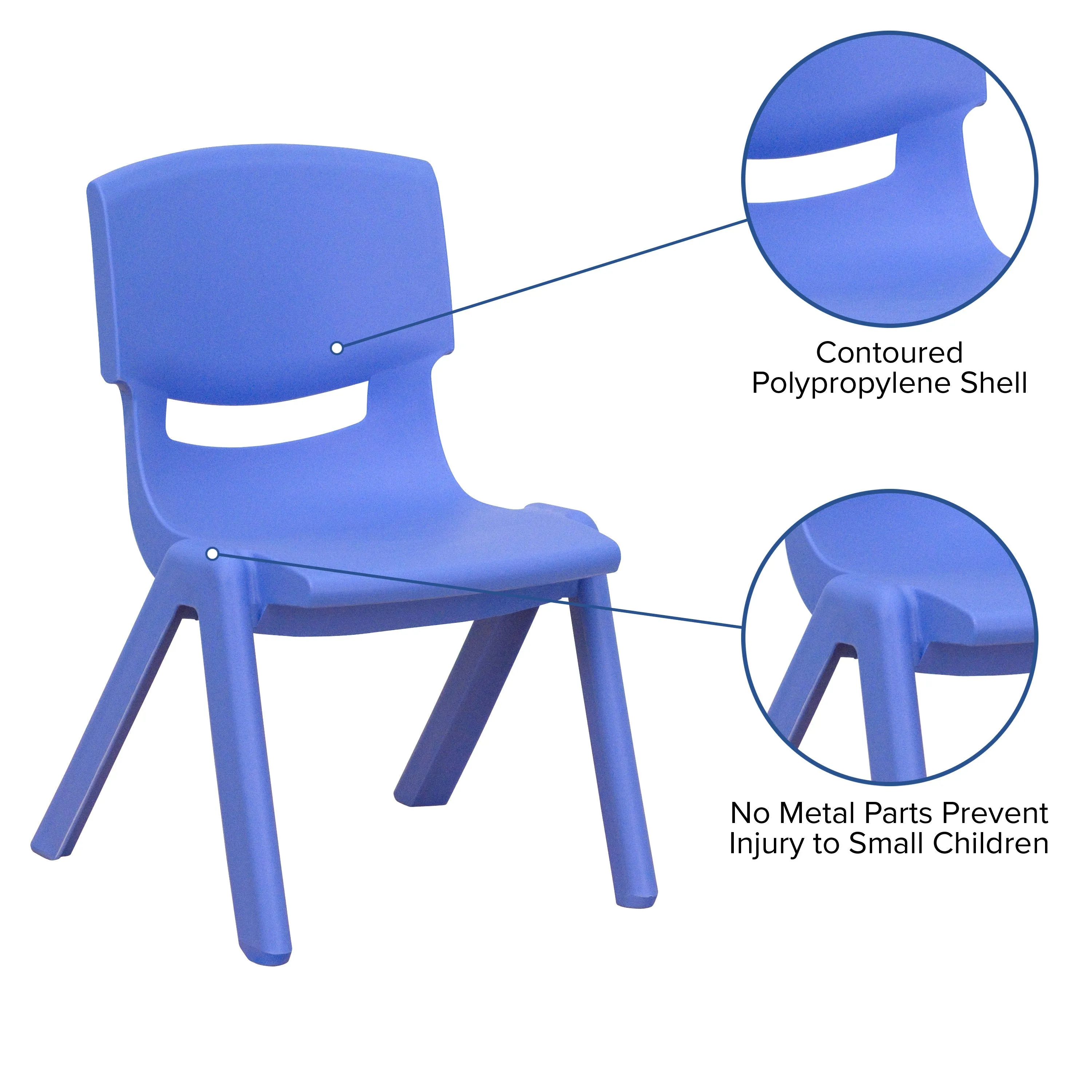 4 Pack Plastic Stackable School Chairs with 10.5" Seat Height