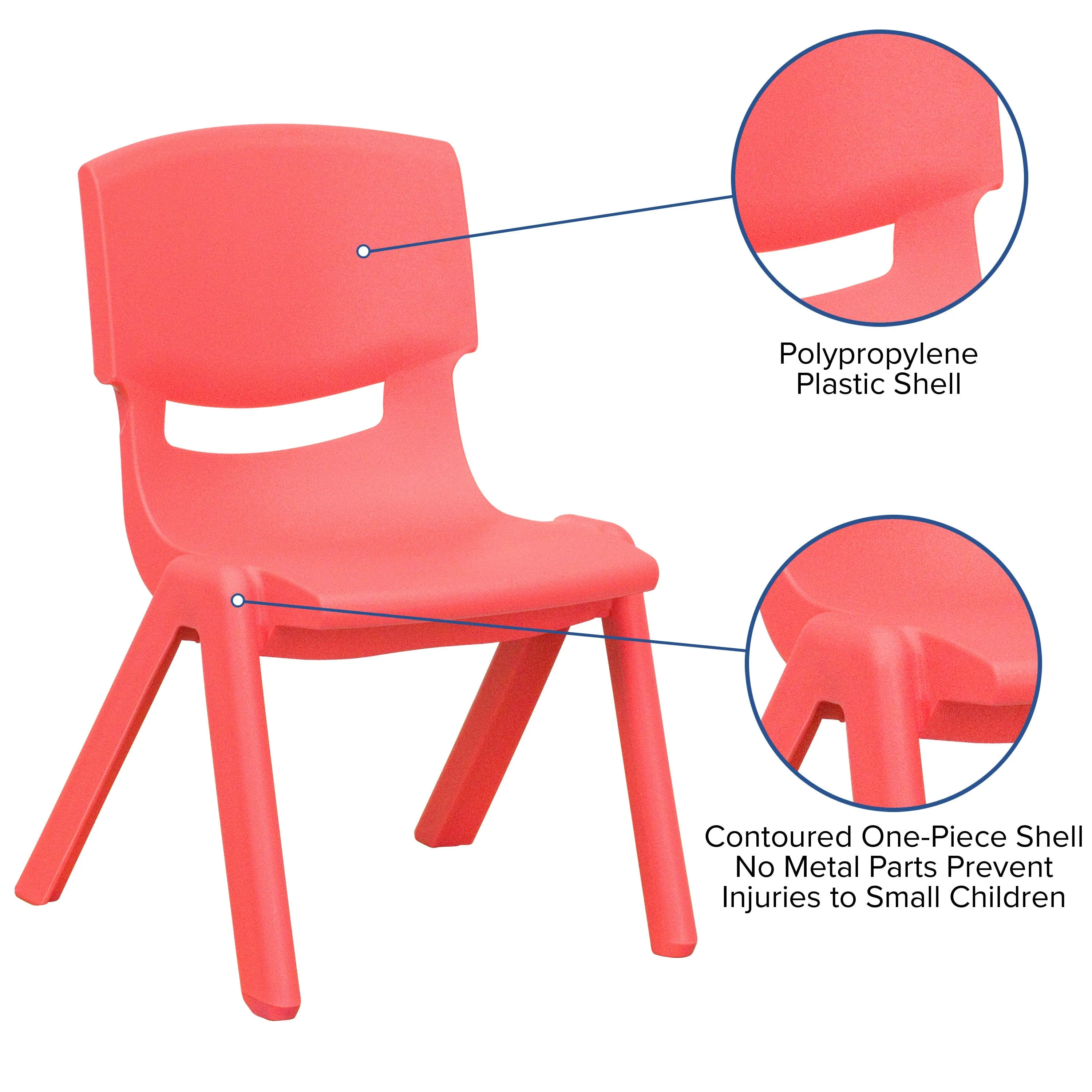 4 Pack Plastic Stackable School Chairs with 10.5" Seat Height