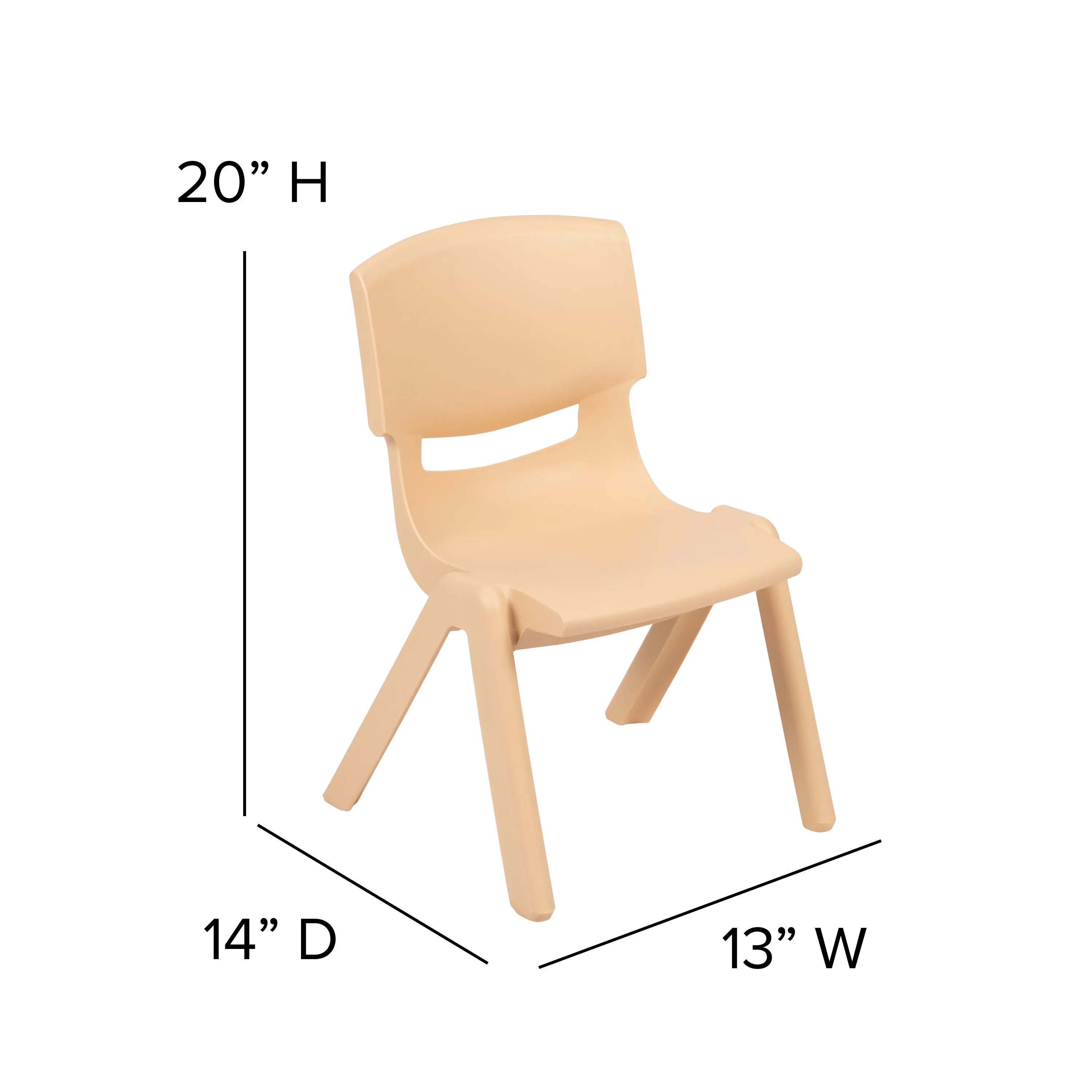 4 Pack Plastic Stackable School Chairs with 10.5" Seat Height