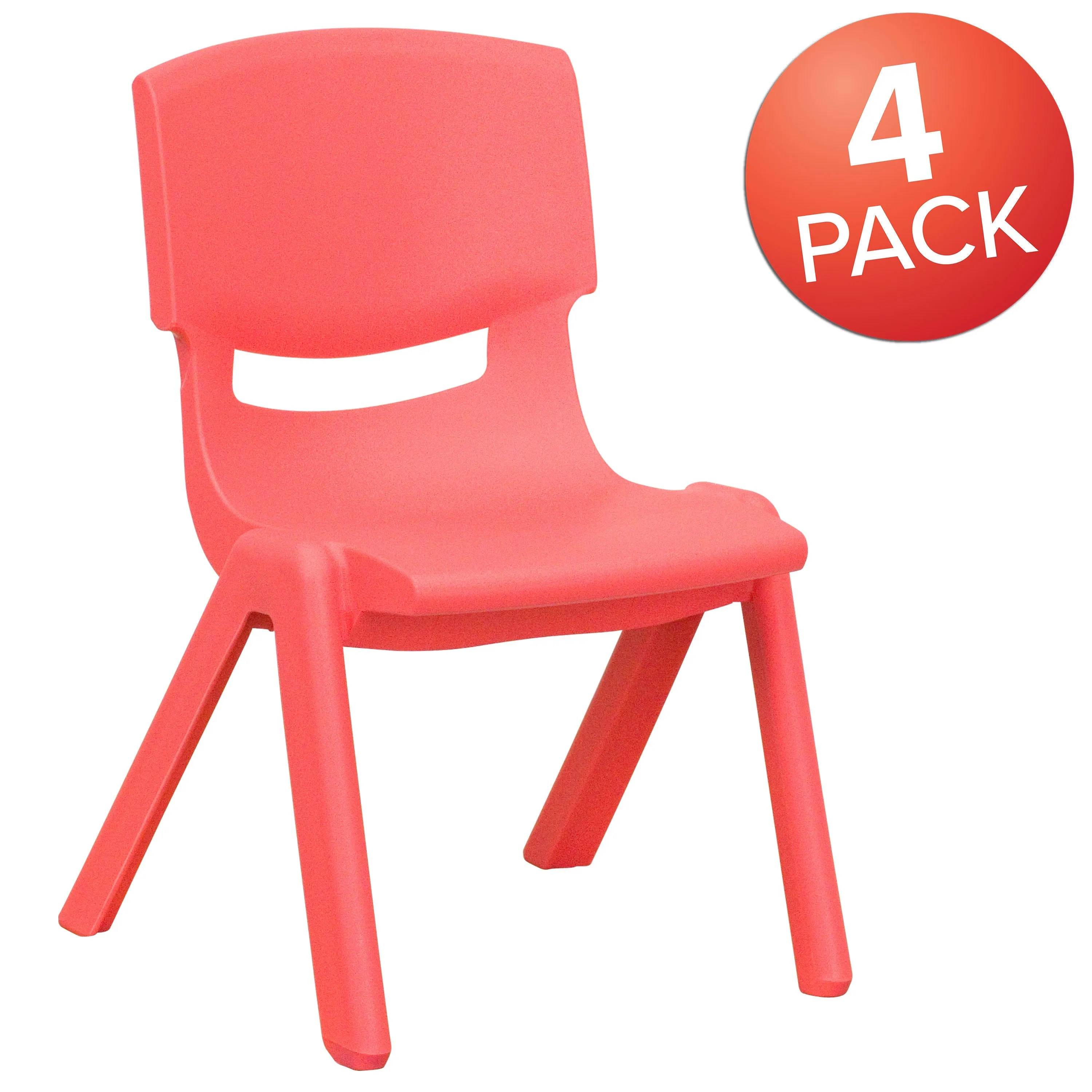 4 Pack Plastic Stackable School Chairs with 10.5" Seat Height