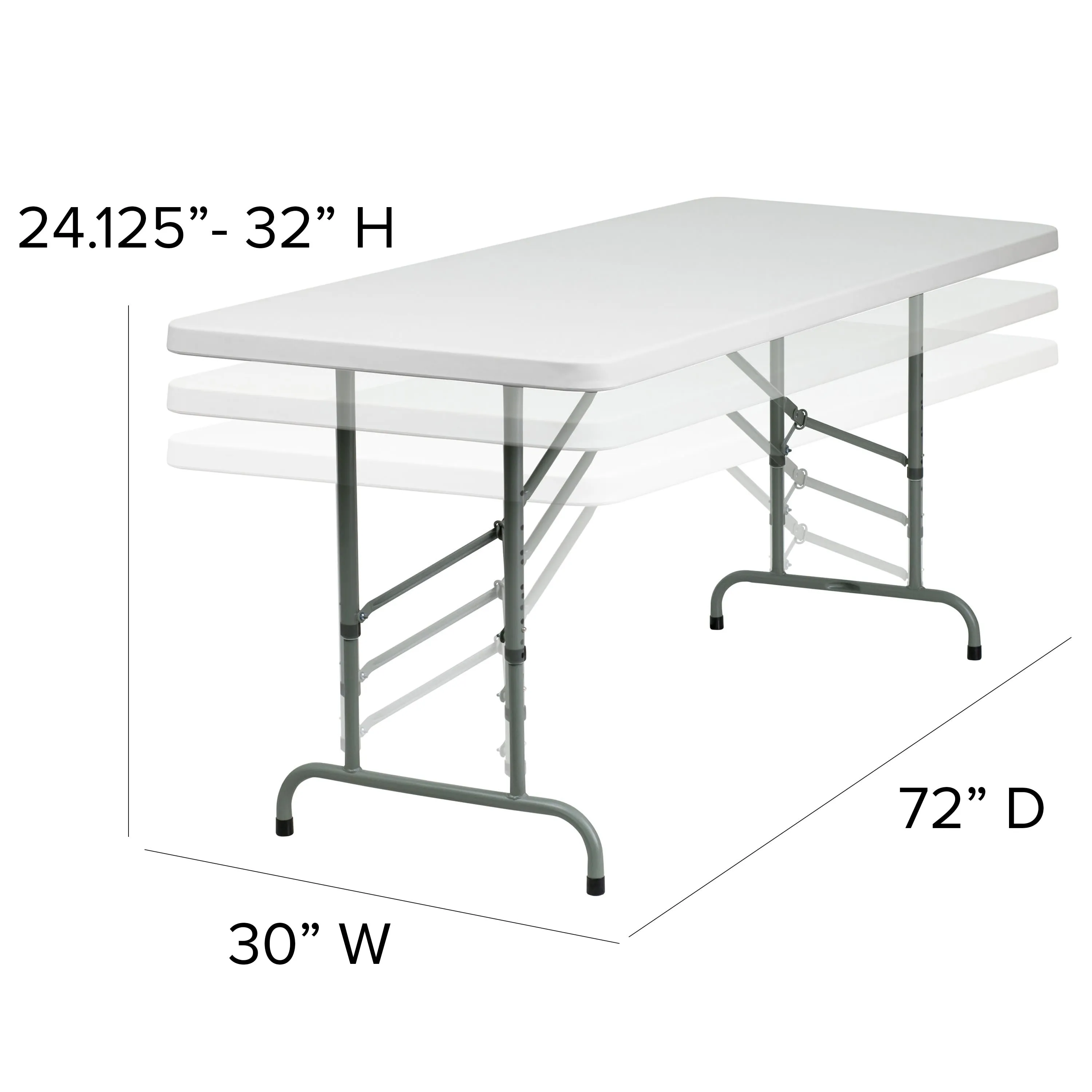 6-Foot Height Adjustable Plastic Folding Table