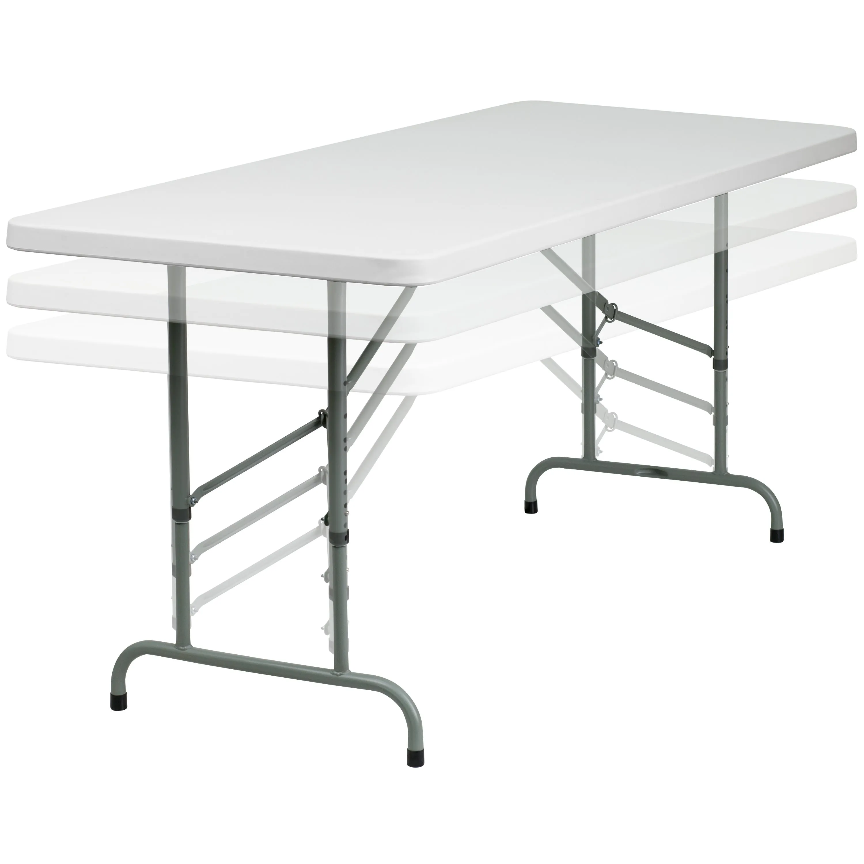 6-Foot Height Adjustable Plastic Folding Table