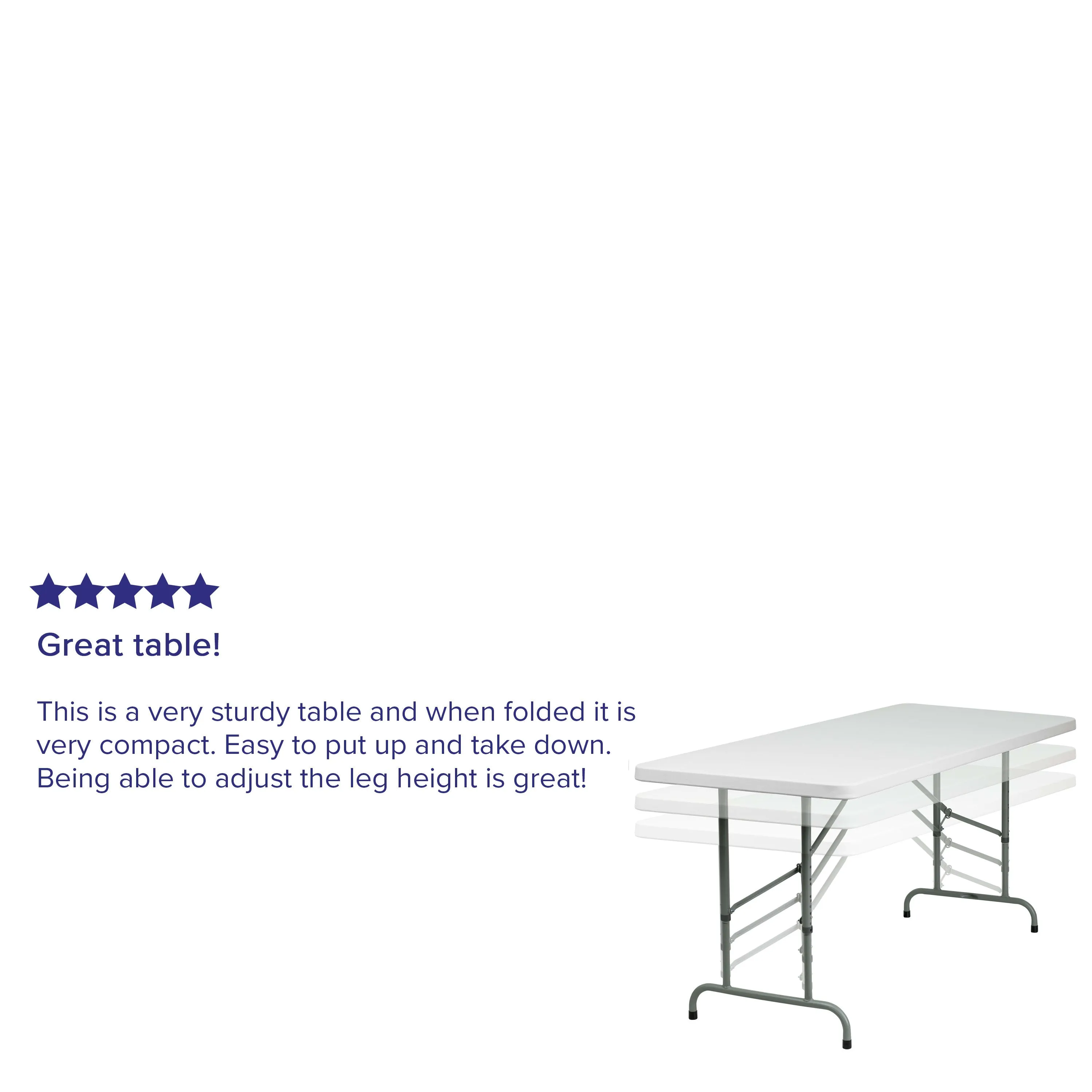 6-Foot Height Adjustable Plastic Folding Table