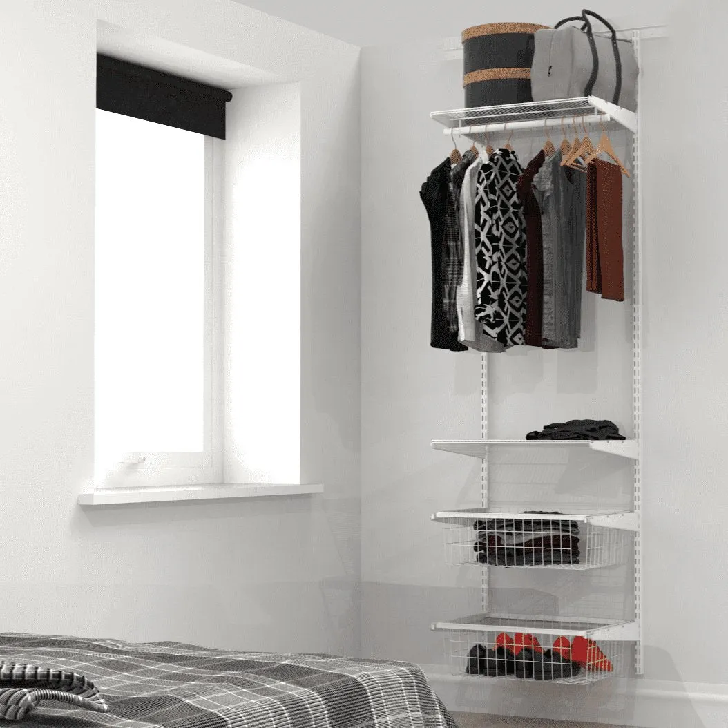 63cm Wide Open Wardrobe, 2 Baskets, 2 Shelves, 1 Clothes Rail