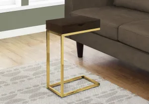 Accent Table - Cappuccino / Gold Metal With A Drawer