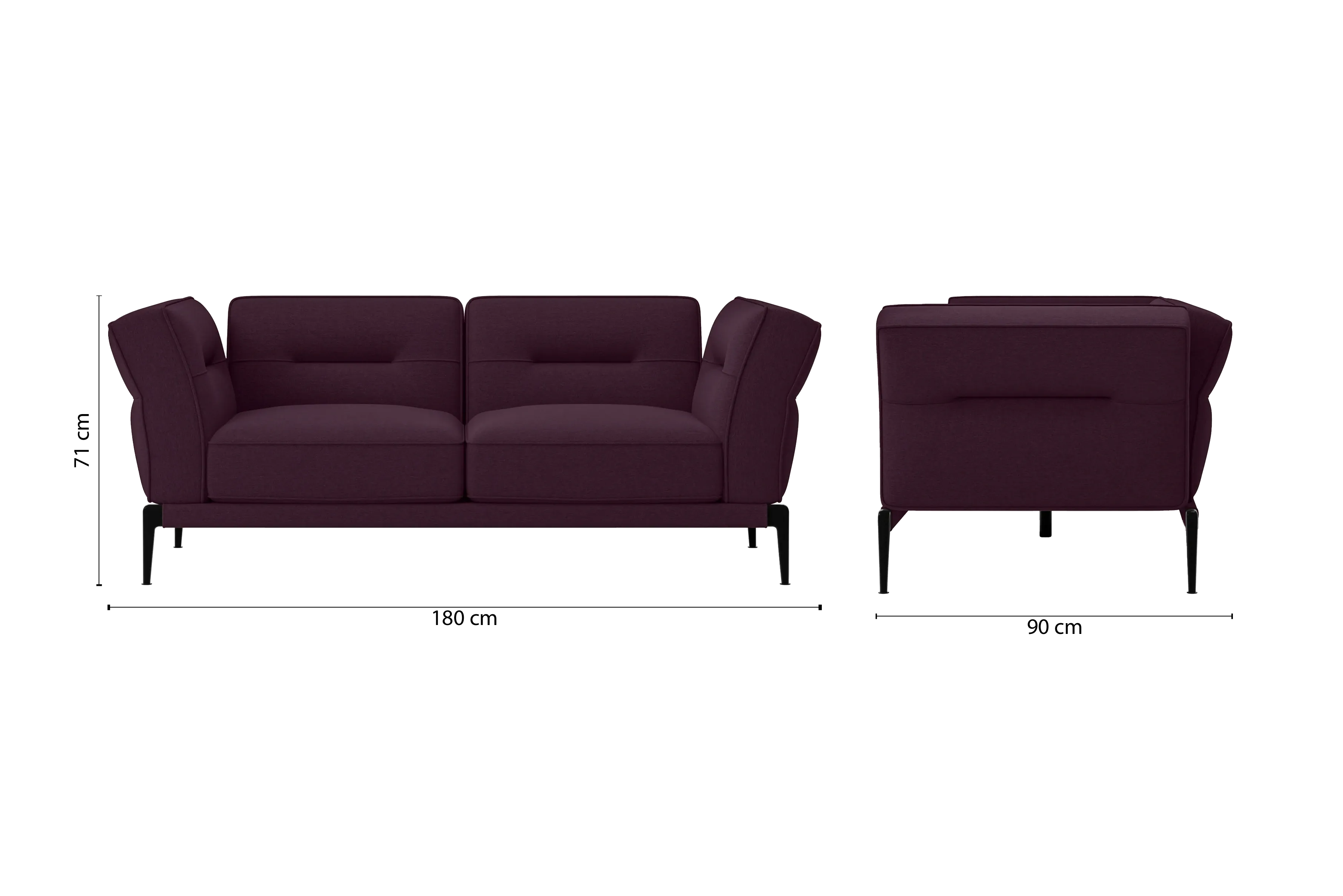 Acerra 2 Seater Sofa Purple Linen Fabric