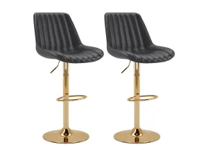 Adjustable Black Gold Bar Stools, Set of 2