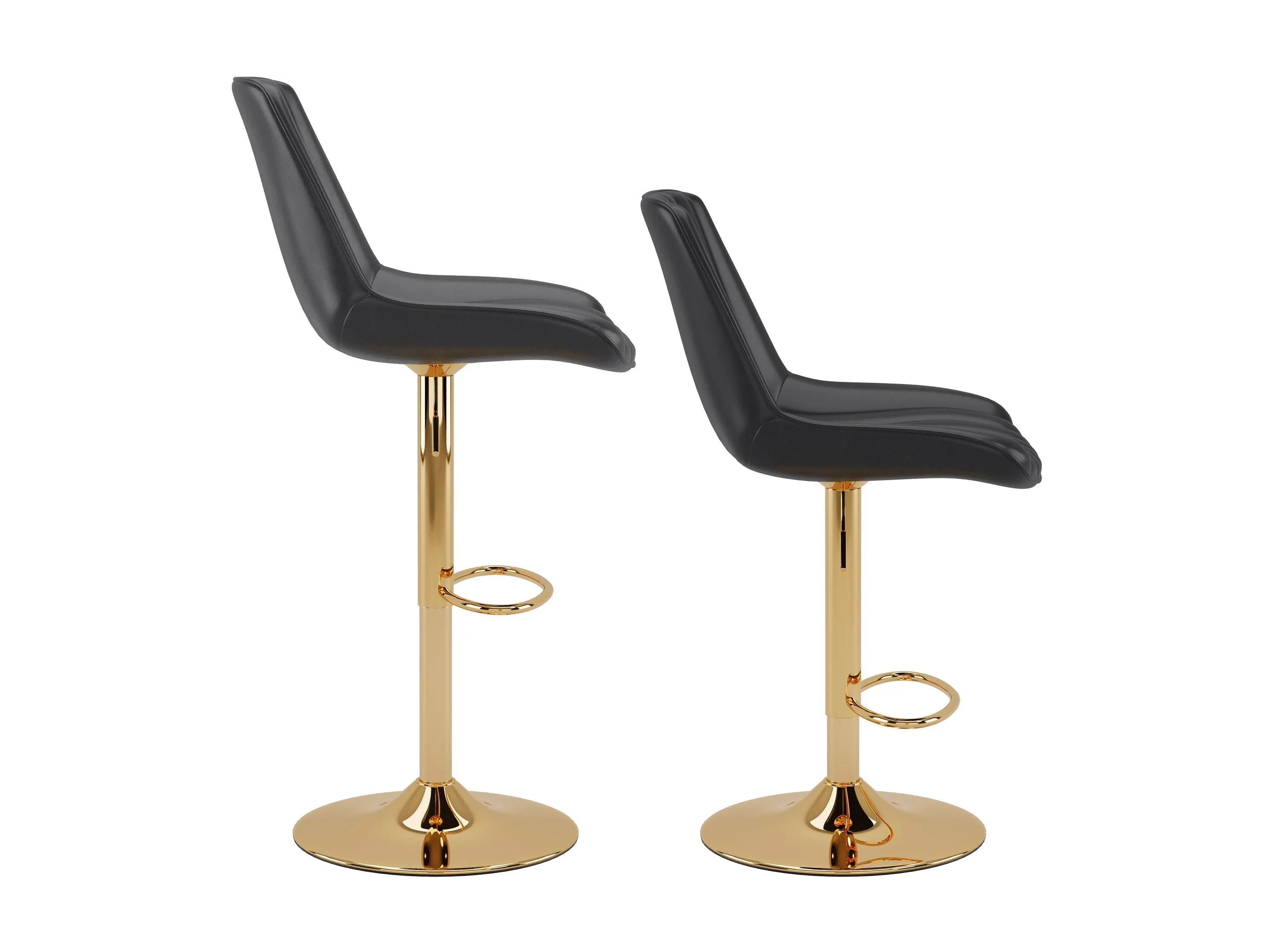 Adjustable Black Gold Bar Stools, Set of 2