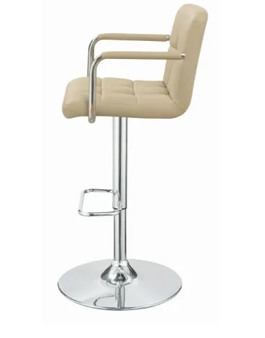 Adjustable Height Bar Stool Beige And Chrome