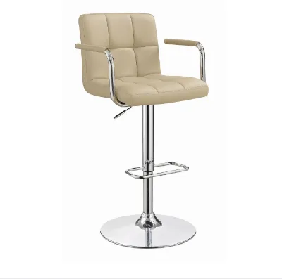 Adjustable Height Bar Stool Beige And Chrome