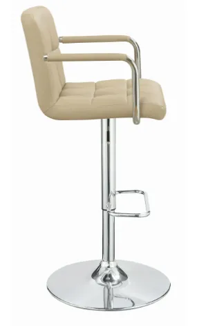 Adjustable Height Bar Stool Beige And Chrome