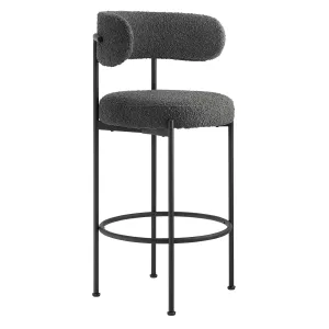 Albie Boucle Fabric Bar Stools - Set of 2 By Modway - EEI-6520 - Charcoal Black