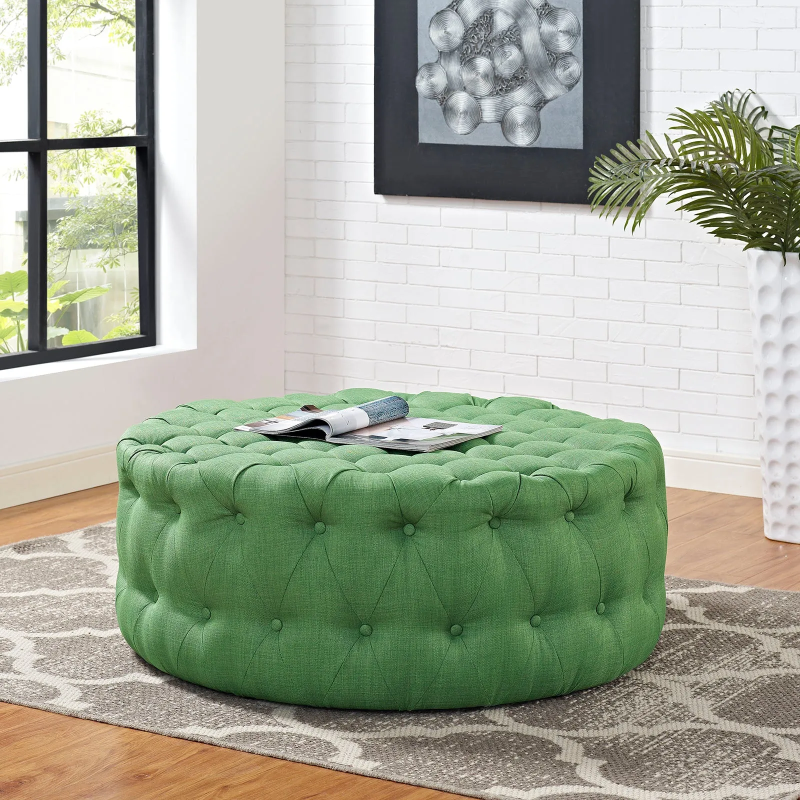 Amour Upholstered Fabric Ottoman