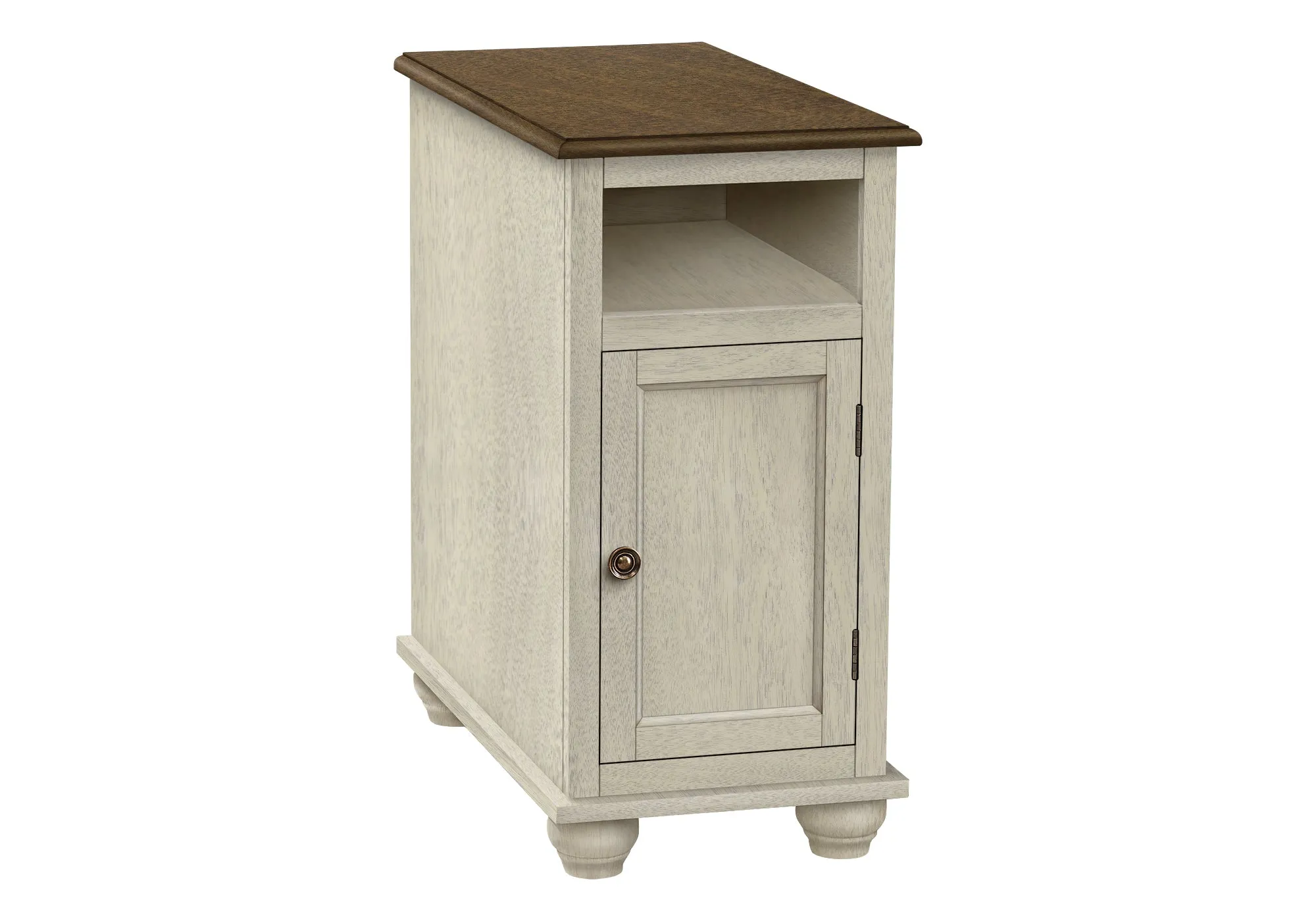 Antique White and Brown Accent Table