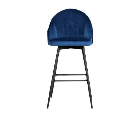 Artiss 2x Bar Stools Velvet Swivel Metal Legs Blue