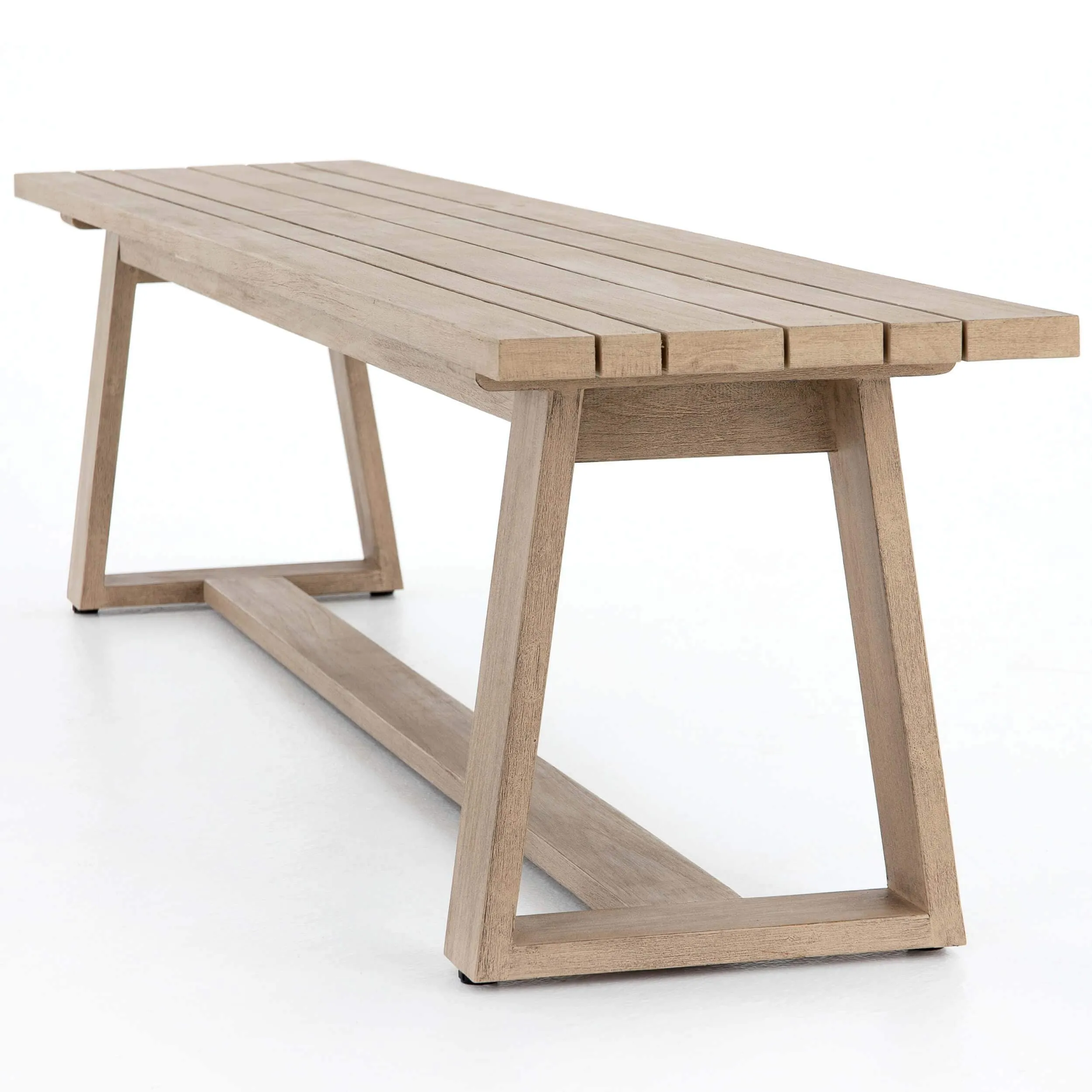 Atherton Outdoor Dining Bench, Washed Brown