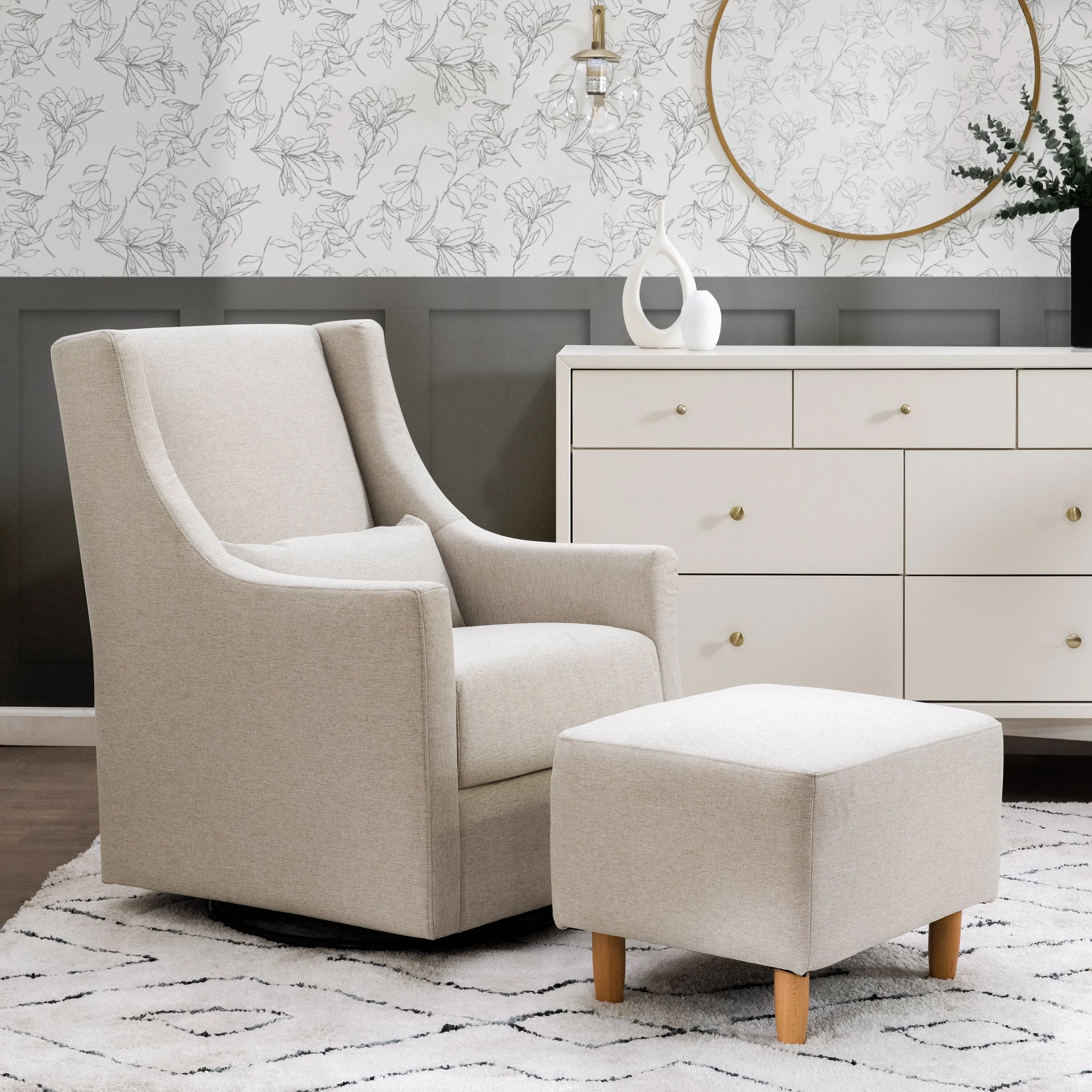 Babyletto | Toco Performance Swivel Glider   Ottoman with Natural Feet