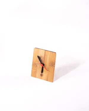 Bamboostan Bamboo Silent Clock Non Ticking Square Shape Office Table Clock for Home Decor, Office Desk