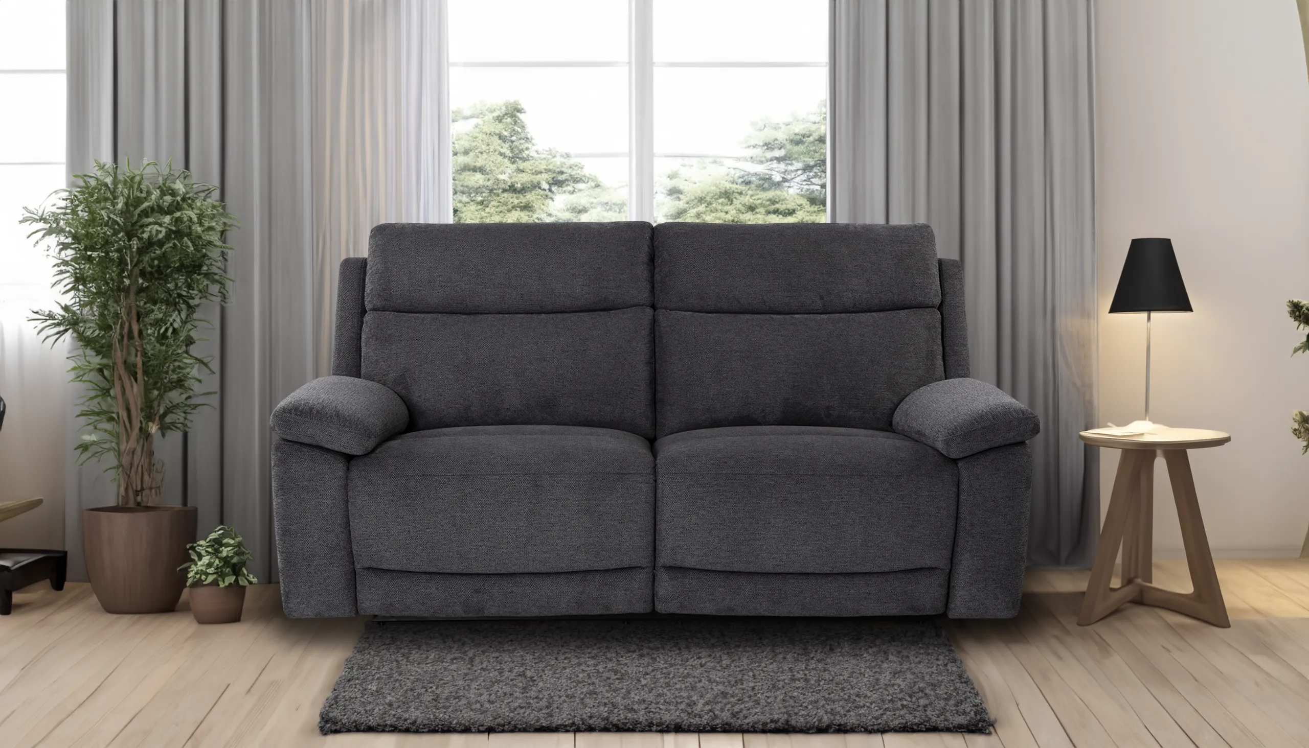 Banks 2 Seater Manual Recliner Fabric Sofa