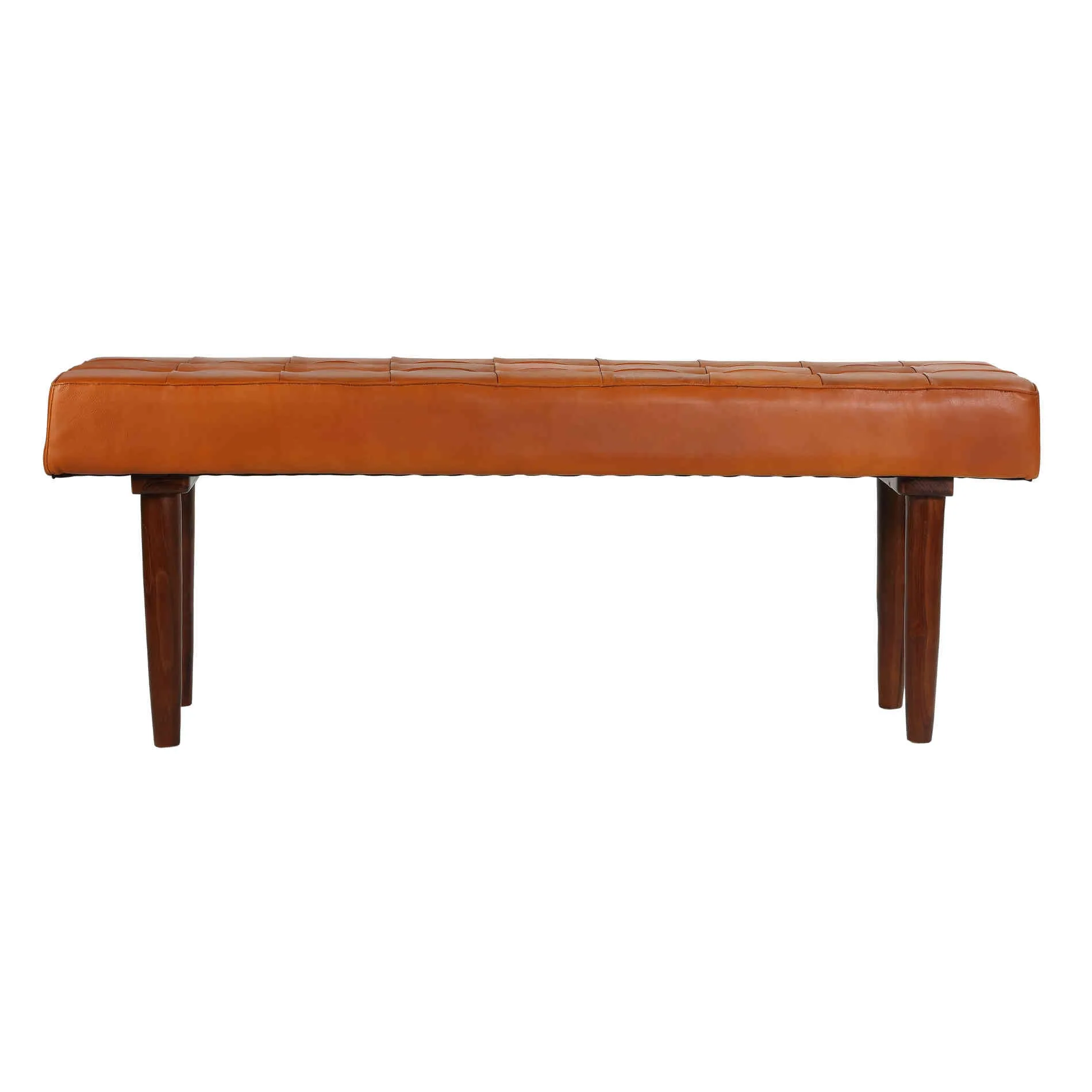 Bare Decor Edison Genuine 100% Leather Bench Ottoman, Brown