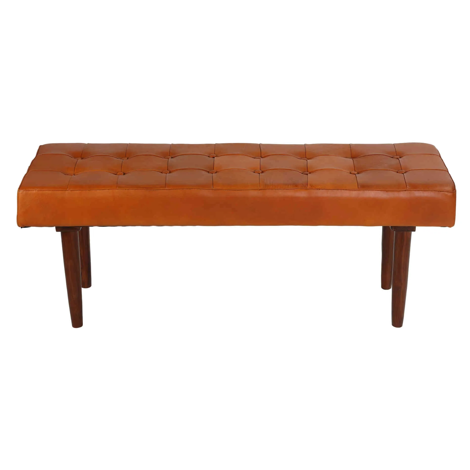 Bare Decor Edison Genuine 100% Leather Bench Ottoman, Brown