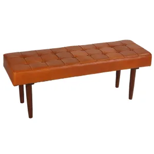 Bare Decor Edison Genuine 100% Leather Bench Ottoman, Brown