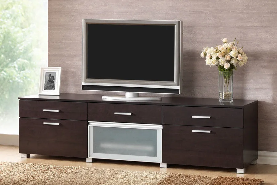 Baxton Studio Basilio Dark Brown Modern TV Stand