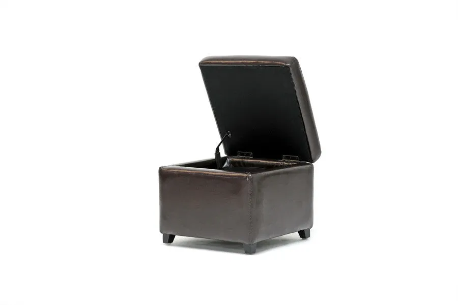 Baxton Studio Full Leather Small Storage Cube Ottoman