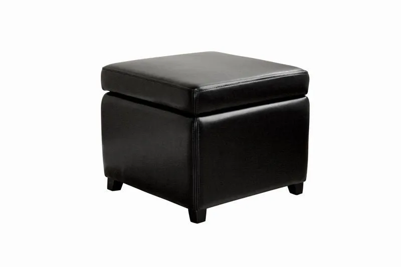 Baxton Studio Full Leather Small Storage Cube Ottoman