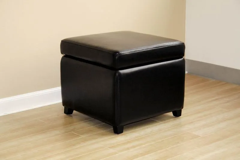 Baxton Studio Full Leather Small Storage Cube Ottoman