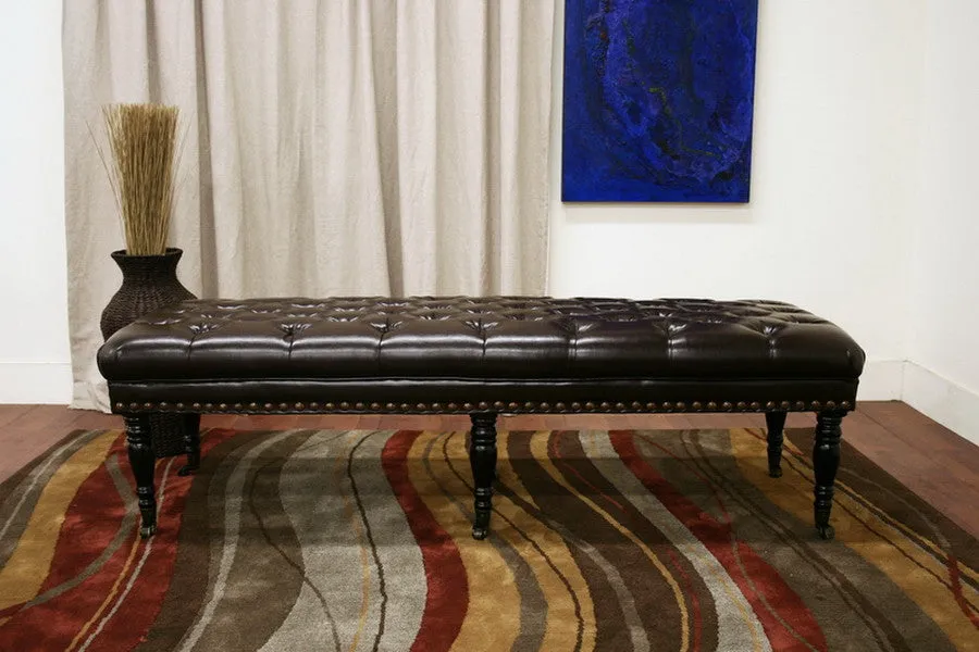 Baxton Studio Lexington Bonded Leather Wheeled Bench