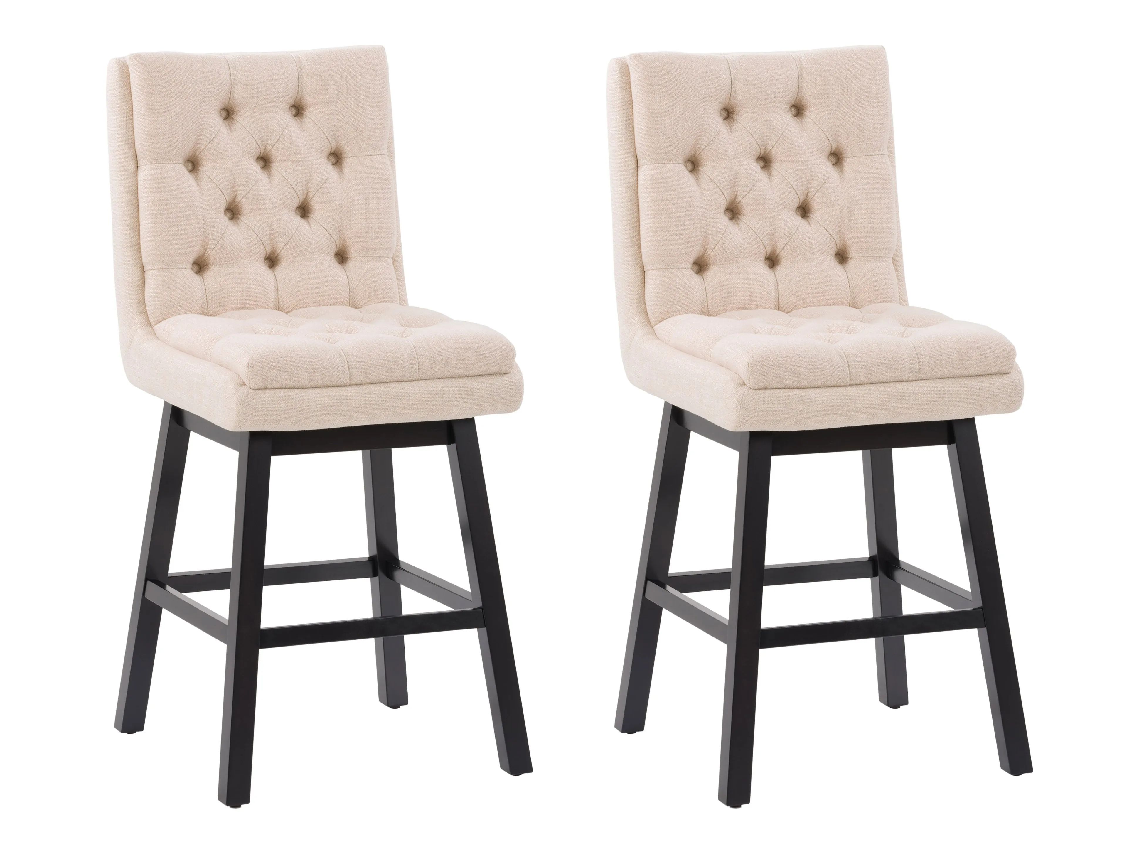 Beige Button Tufted Bar Stools