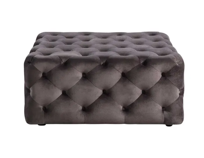 Belham Square Tufted Ottoman, Charcoal