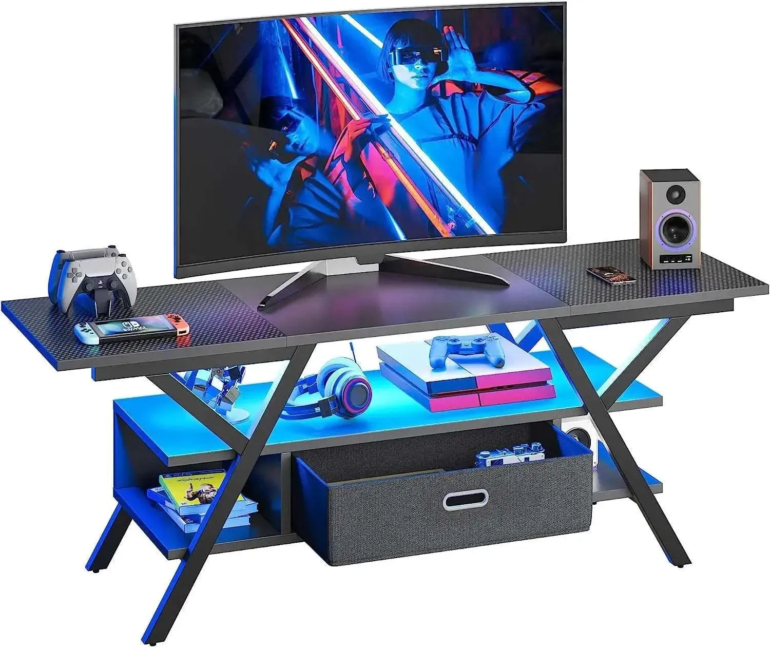 Bestier LED Gaming TV Stand for 65/70/75 inch TV with Power Outlets