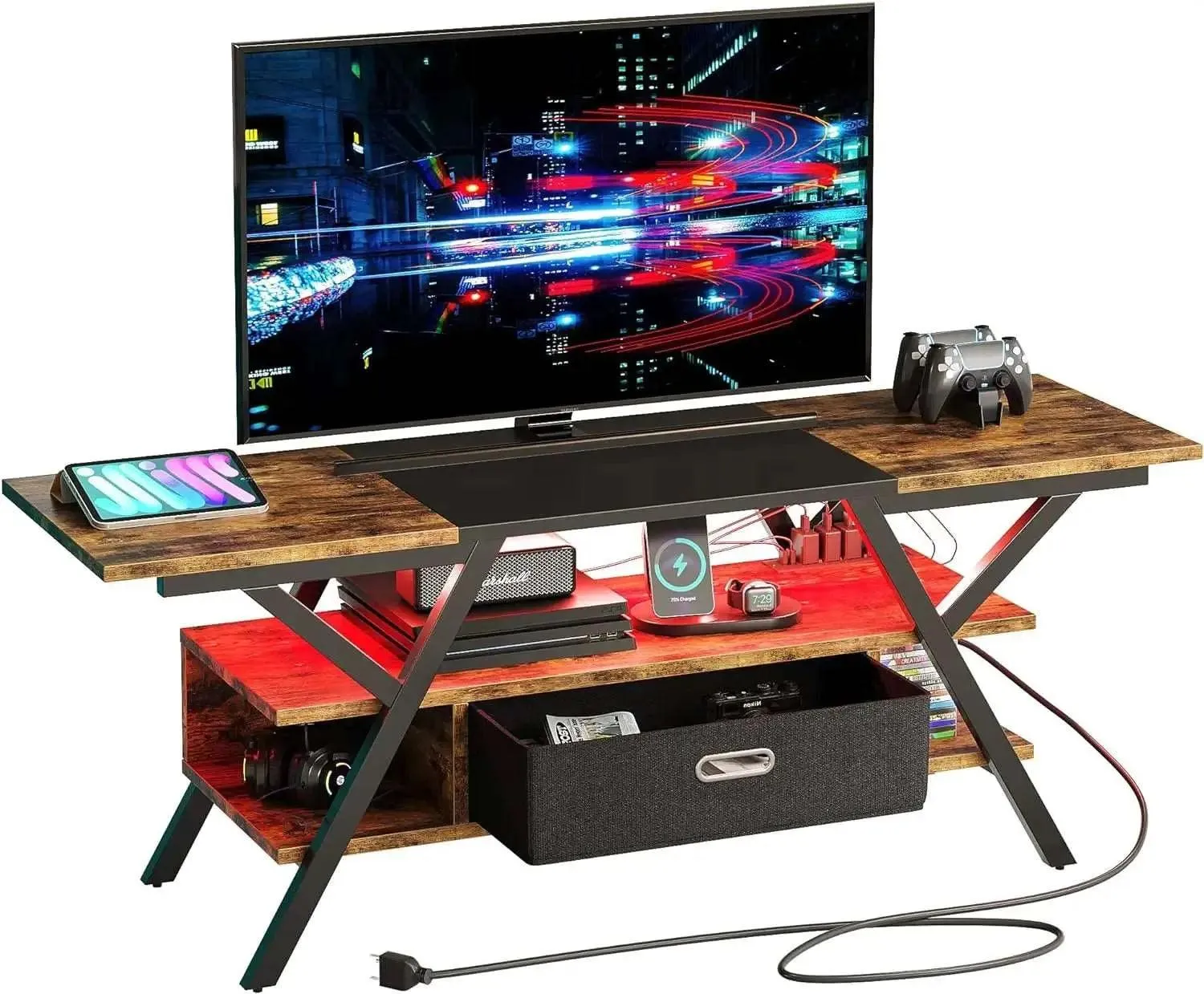 Bestier LED Gaming TV Stand for 65/70/75 inch TV with Power Outlets