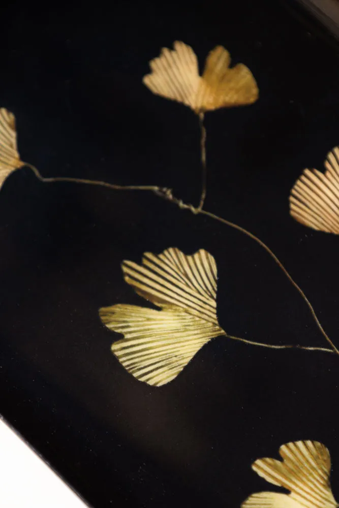 Black & Gold Ginkgo Leaf Tray